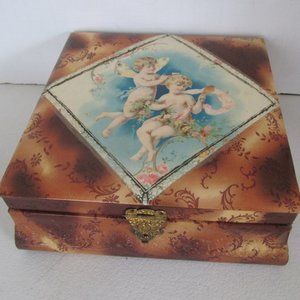 Victorian Cherubs Jewelry Box Silk Lined Jewelry Boxes Victorian Antique Boudoir